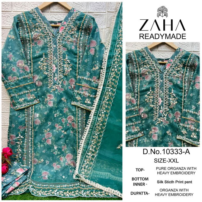 Zaha 10333 A To D Organza Embroidery Pakistani Readymade Suits Wholesale Online